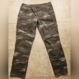 Rewind Camo Cargo Utility Pants - Green Multitone